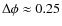 $\Delta\phi \approx 0.25$