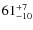 $\rm 61 ^{+ 7}_{-10}$