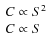 $\begin{array}{l}
C\propto S^2 \\
C\propto S
\end{array}$