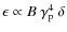$\epsilon\propto B~\gamma_{\rm p}^4~\delta$
