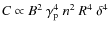 $C\propto B^2~\gamma_{\rm p}^4~ n^2~ R^4~\delta^4$