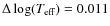 $\Delta \log(T_{\rm eff})= 0.011$