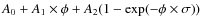 $A_0 + A_1\times \phi + A_2(1-{\rm exp}(-\phi \times \sigma ))$