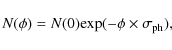 \begin{displaymath}
N(\phi )=N(0){\rm exp}(-\phi \times \sigma_{\rm ph}),
\end{displaymath}