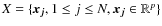 $X=\{\vec{x_j},1\leq j\leq N,\vec{x_j}\in \mathbb{R}^p\}$