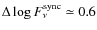 $\Delta \log F_\nu^{\rm sync} \simeq 0.6$