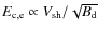 $E_{\rm c,e} \propto V_{\rm sh} / \sqrt{B_{\rm d}}$