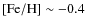 ${\rm [Fe/H]} \sim - 0.4$