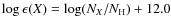 $\log \epsilon (X) = \log (N_{X}/N_{\rm H}) + 12.0$