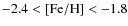 $-2.4 < \rm [Fe/H] < -1.8$