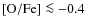 $\rm [O/Fe]\la -0.4$