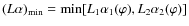 $(L\alpha)_{{\rm min}}= \min[L_1 \alpha_1(\varphi), L_2\alpha_2(\varphi)]$