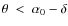 $\theta~<~\alpha_0-\delta$