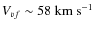 $V_{vf} \sim
58~{\rm km}~{\rm s}^{-1}$