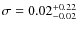 $\sigma = 0.02^{+0.22}_{-0.02}$