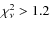 $\chi^{2}_{\nu}>1.2$