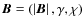 ${\mbox{\boldmath$B$\unboldmath }}=(\left\vert{\mbox{\boldmath$B$\unboldmath }}\right\vert,\gamma,\chi )$