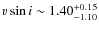 $v\sin i\sim 1.40^{+0.15}_{-1.10}$