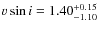 $v\sin i=1.40^{+0.15}_{-1.10}$