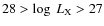 $28>\log~{L_{\rm X}}>27$