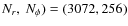$N_r,~ N_{\phi})=(3072, 256)$