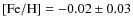 ${\rm [Fe/H]} = -0.02 \pm 0.03$