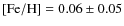 ${\rm [Fe/H]} = 0.06 \pm 0.05$