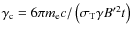 $\gamma_{\rm c} = 6\pi m_{\rm e} c / \left( \sigma_{\rm T} \gamma
B'^2 t \right)$