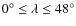 $0^\circ \le \lambda \le 48^\circ $
