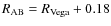 \(R_{{\rm AB}}=R_{{\rm Vega}}+0.18\)