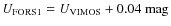 \( U_{{\rm FORS1}} =
U_{{\rm VIMOS}}+0.04~{\rm mag}\)