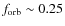 $f_{\rm orb}\sim0.25$