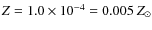 $Z=1.0 \times 10^{-4} = 0.005~Z_\odot $