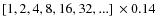 $[1, 2, 4, 8, 16, 32, ...]~\times 0.14$