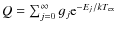 $Q=\sum_{j=0}^{\infty}g_{j} {\rm e}^{-E_{j}/kT_{\rm ex}}$