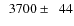 $\phantom{0}3700\pm\phantom{0}44$