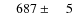 $\phantom{00}687\pm\phantom{00}5$
