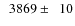 $\phantom{0}3869\pm\phantom{0}10$