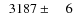 $\phantom{0}3187\pm\phantom{00}6$
