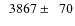 $\phantom{0}3867\pm\phantom{0}70$