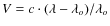 $V = c \cdot (\lambda-\lambda_o)/\lambda_o$