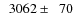 $\phantom{0}3062\pm\phantom{0}70$