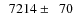 $\phantom{0}7214\pm\phantom{0}70$