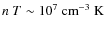 $n ~ T \sim 10^7~{\rm cm}^{-3}~{\rm K}$