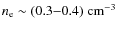 $n_{\rm e} \sim (0.3 {-} 0.4)~{\rm cm}^{-3}$