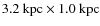 $3.2~{\rm kpc} \times 1.0~{\rm kpc}$