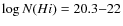 $\log N(H {\sc i})=20.3{-}22$