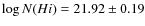 $\log N(H {\sc i})=21.92\pm0.19$