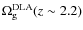$\ensuremath{\Omega_{\rm g}^{\rm DLA}} (z\sim2.2)$