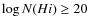 $\log N(H {\sc i})\ge20$